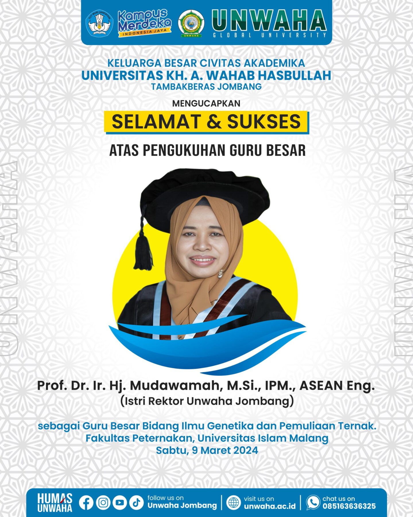 SELAMAT..!!! Prof. Mudawamah Resmi Dikukuhkan Sebagai Guru Besar Fakultas Peternakan Unisma